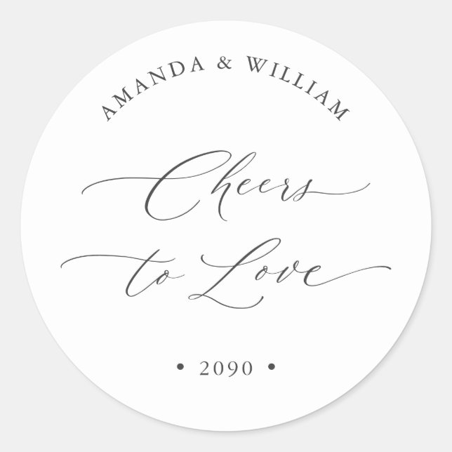 Rond Cheers to Love Wedding Favor Sticker (Devant)