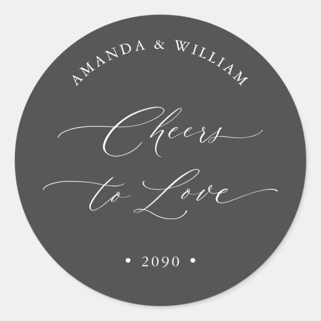 Rond Cheers to Love Wedding Favor Sticker (Devant)