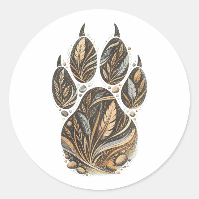 Rond Cheetah Botanical Footprint Nature Sticker (Devant)