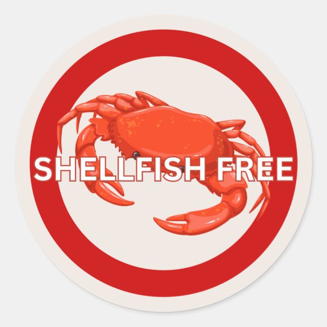 Rond Chellfish Free Food Allergy Alert Sticker classiqu (Devant)