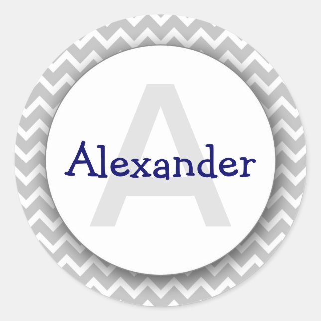 Rond Chevron Monogram Plaque Sticker gris marine (Devant)