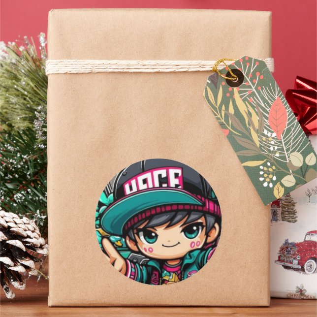 Rond Chibi Power : Sticker Anime mignon (vacances)