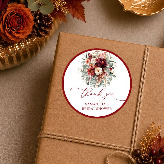 Rond Chic automne terracotta boho sticker enterrement d (Chic fall terracotta boho bridal shower sticker artwork

)