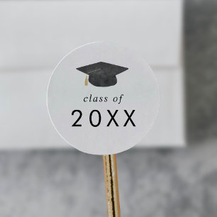Rond Chic Grad Casquette Classe Année Sticker Graduatio