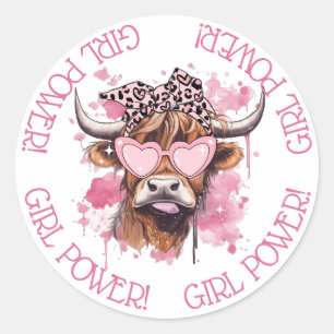 Rond Chic Hereford Girly Cow Galentines Sticker