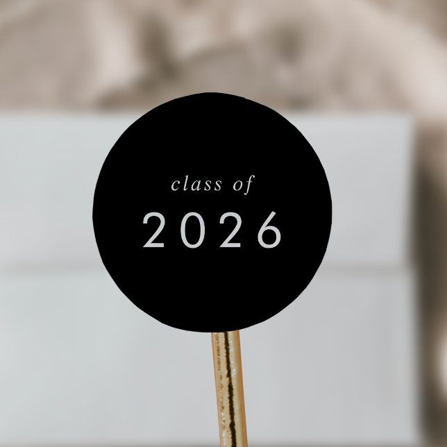 Rond Chic noir foncé classe de 2025 Graduation Sticker (Chic Dark Black Class of 2026 Graduation Sticker)