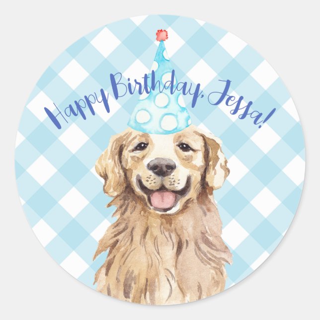 Rond Chien fête d'anniversaire Sticker personnalisé En  (Devant)
