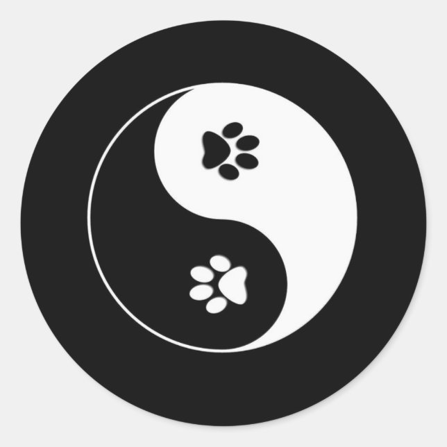 Rond Chien Paws Yin Yang Sticker (Devant)