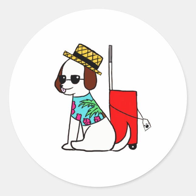 Rond Chien voyageant à Hawaii Sticker (Devant)