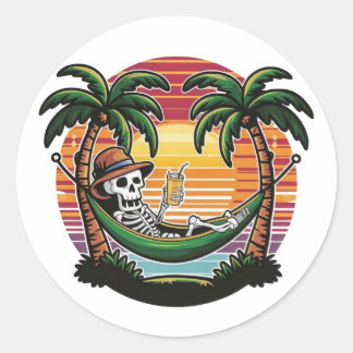 Rond Chill Skeleton Beach Sticker 