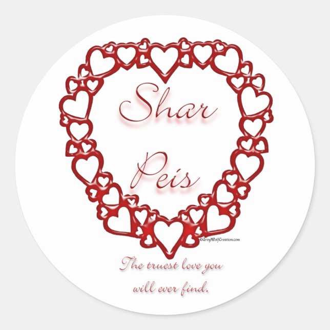 Rond Chinois Sharpei Véritable Amour - Sticker (Devant)