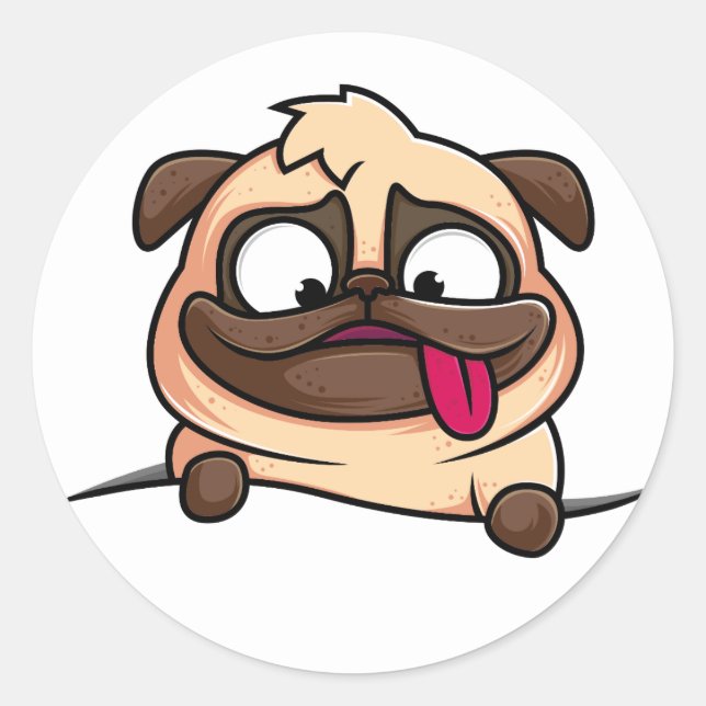 Rond Chiot de Carlin drôle mignon - Sticker (Devant)