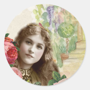 Rond Chou victorienne Rose Femme Sticker Floral