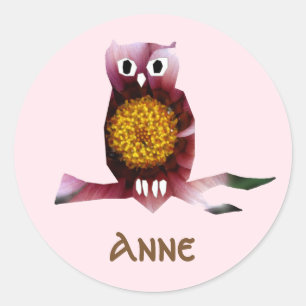 Rond Chouette mignonne, Oiseau, Sticker personnalisé de