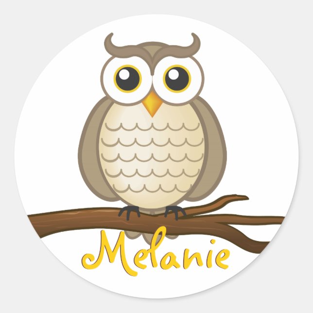 Rond Chouette mignonne personnalisée | Sticker (Devant)