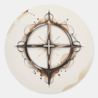 Rond Christian Cross Compass Sticker