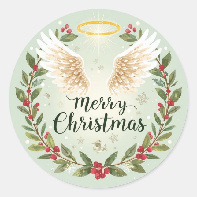 Rond Christmas Sticker Art Print Merry Christmas  (Devant)