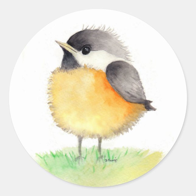 Rond Chubby Little Chickadee Sticker (Devant)