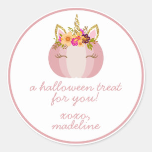 Rond Citrouille Unicorn   Sticker pour l'Halloween pour