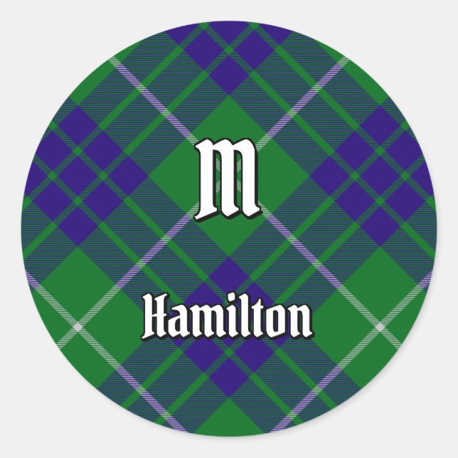Rond Clan Hamilton Chasse Tartan Classic Round Sticker (Devant)