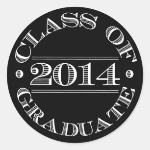 Rond Classe de Sticker pour graduation 2014 Noir Blan