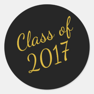 Rond Classe Noir et Or de Sticker Graduation 2017