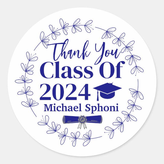 Rond Classe personnalisée de Sticker Merci 2024 (Devant)