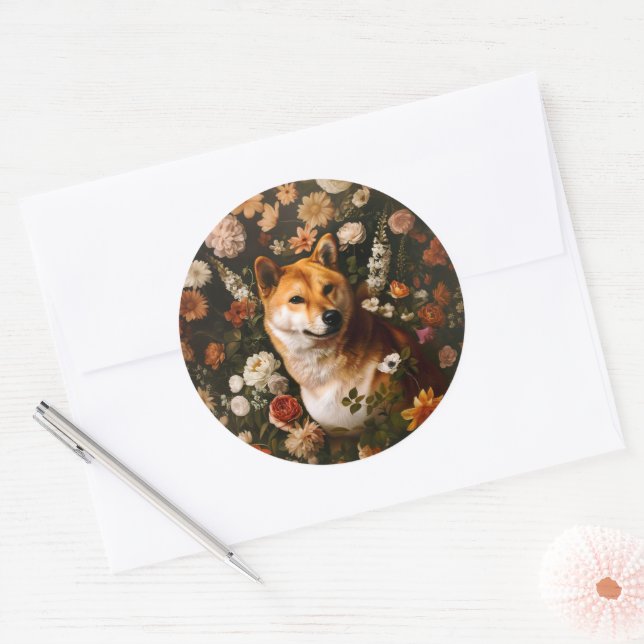 Rond Classic Shibu Inu - Sticker (Enveloppe)