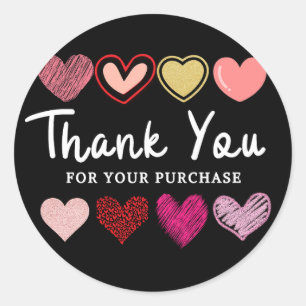 Rond coeur amusant merci noir Classic Round Sticker