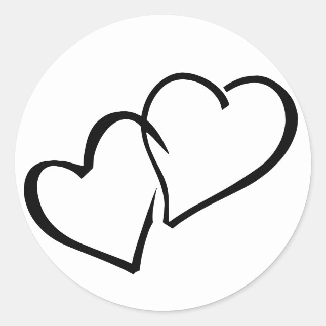 Rond Coeurs interconnectés Sticker Mariage noir et blan (Devant)