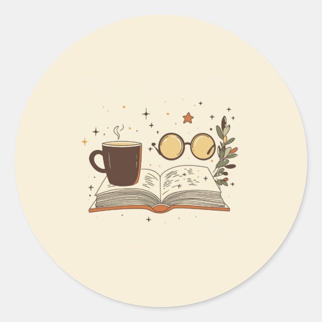 Rond Coffee Reading Glasses  Sticker (Devant)