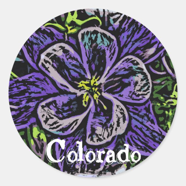 Rond Colorado columbine sticker de fleur (Devant)