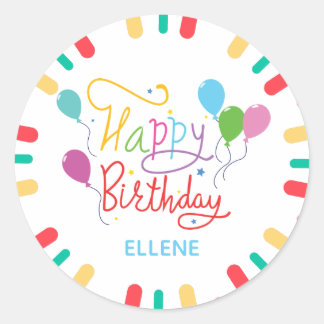 Rond Colorful Happy Birthday Classic Round sticker
