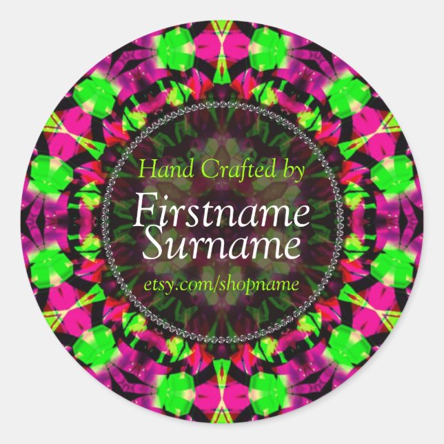 Rond Colorful Pink Green artisanal fabriqué par Sticker (Devant)