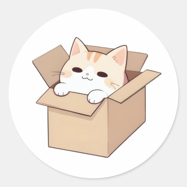 Rond Conception de sticker Kawaii Chat Mignon dans une  (Devant)