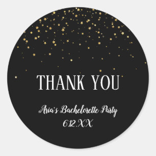 Rond Confetti d'or sur Bachelorette noire Merci Sticker