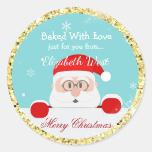 Rond Cookies de Noël, Parties scintillant d'or, Sticker