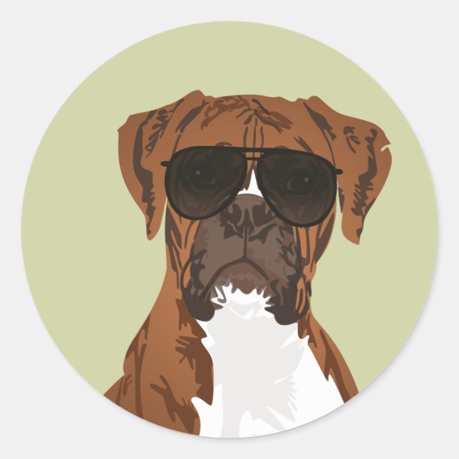 Rond Cool Boxer Dog pour Amoureux de les chiens Sticker (Devant)