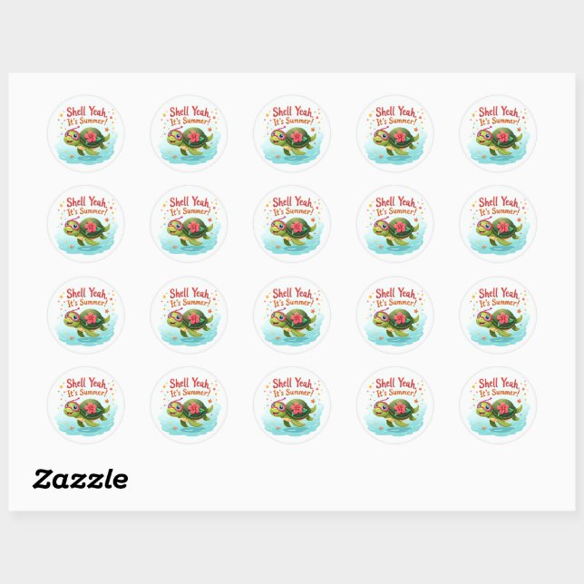 Rond Coque, oui ! Sticker d'été 🐢 tortue tropicale (Feuille)
