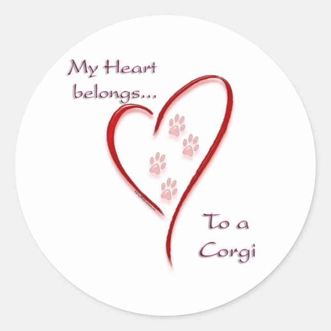 Rond Corgi Coeur Belongs - Sticker (Devant)