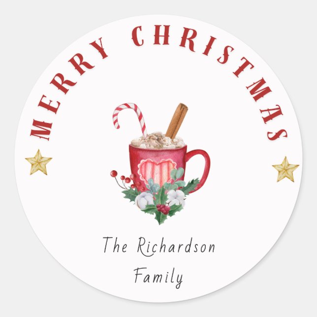 Rond Cosy Winter Coffee Mug Joyeux Sticker de Noël (Devant)