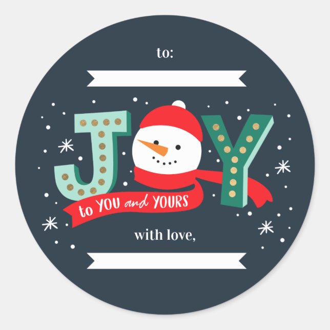 Rond COULEUR MODIFICATIVE Snowman Sticker cadeau de vac (Devant)