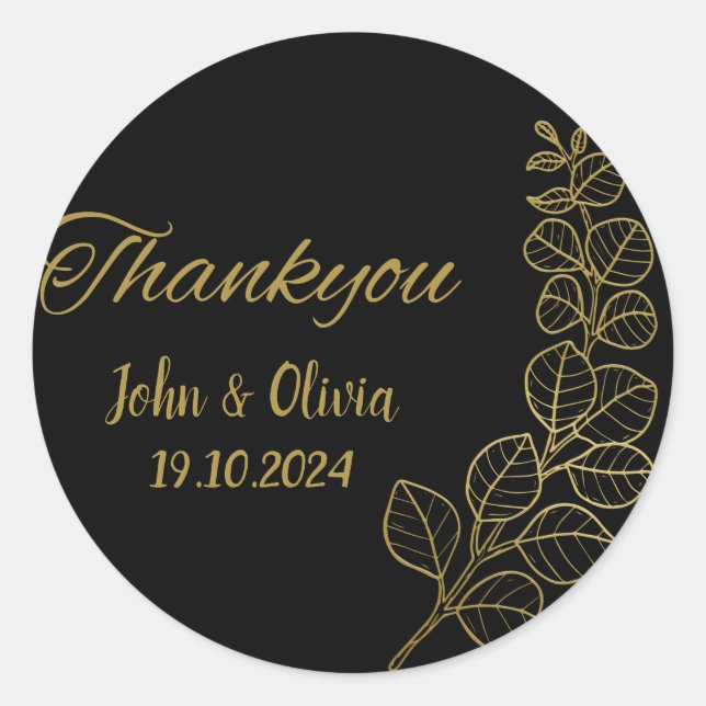 Rond Couleur noire mariage merci Sticker (Devant)