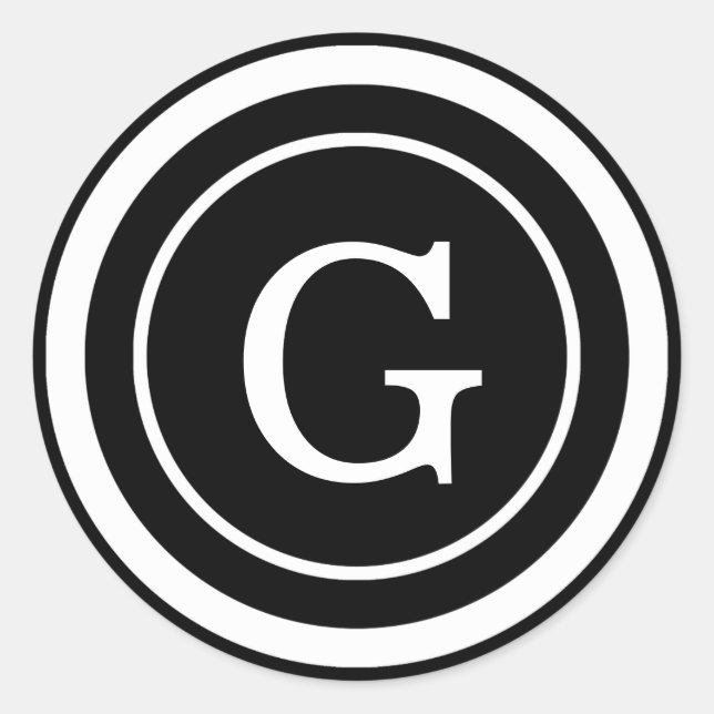 Rond Couleur personnalisée Simply Chic Monogram Sticker (Devant)