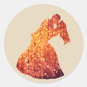 Rond Couple d'or, Baiser, Sticker Romance