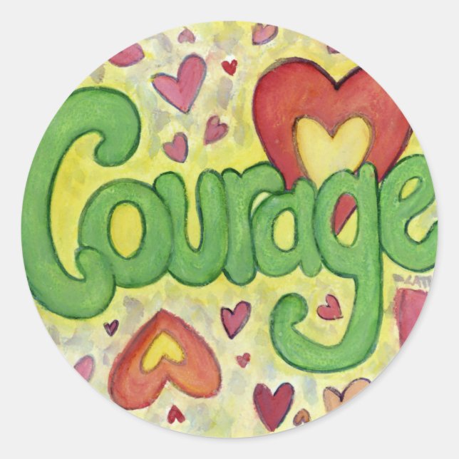 Rond Courage Heart Word Art Motivational Sticker Decal (Devant)