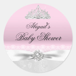 Rond Couronne de princesse rose et argent Bébé Sticker
