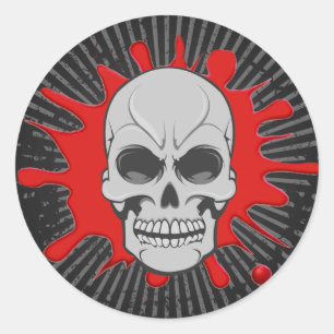 Rond Crâne en colère et splat de sang : Sticker personn