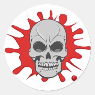 Rond Crâne en colère et splat de sang : Sticker personn