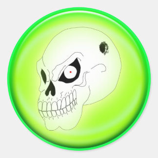 Rond Crâne Mad Sur Sticker Vert